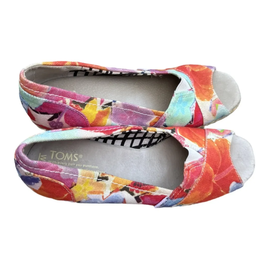 Toms Womens Calypso Corbel Classic Pump Wedge Heels Shoes Multicolor Floral 8W - Image 6