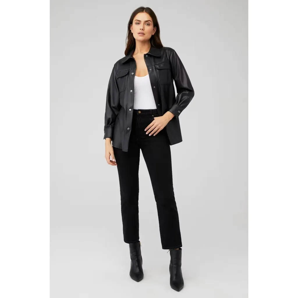 Steve Madden Faux Good Measure Shacket in Black XSmall Womens Vegan Shirt - Image 10