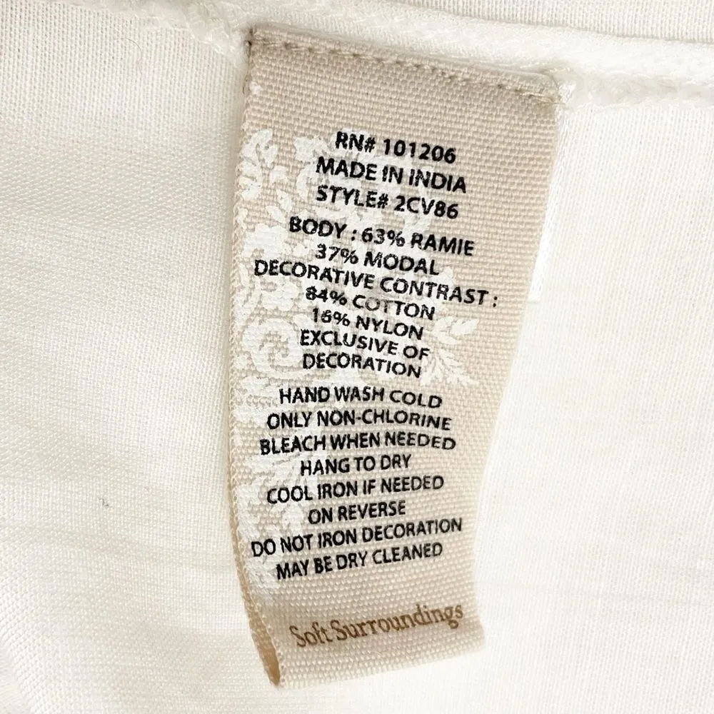 Soft Surroundings Lillith Tunic White Cream Button Front Lace Size Small Cottage - Image 9