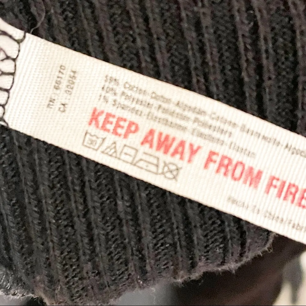 Free People Medium Black Cowl Neck Thick Ribbed Long Sleeve Top - Image 4