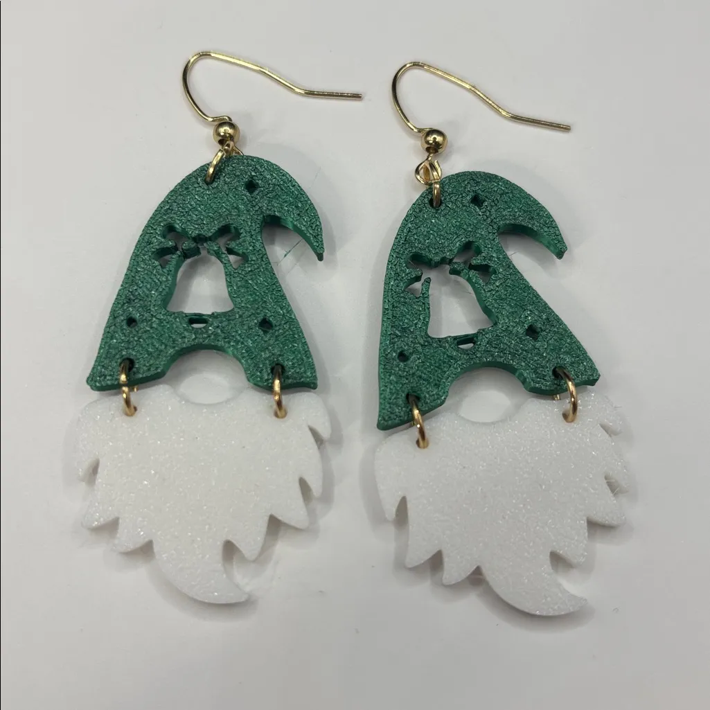 Christmas Gnome Earrings 🎅✨ Green Hat & White Beard - Image 4