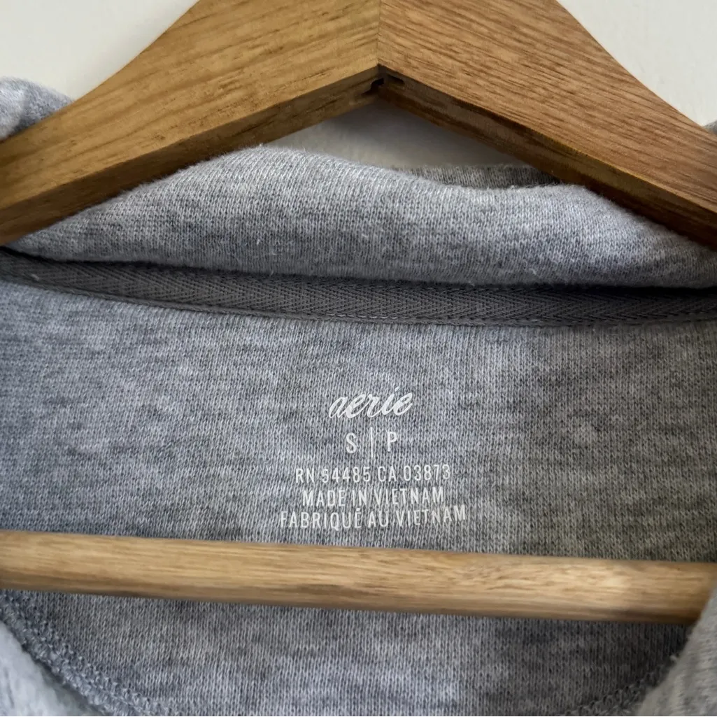 Aerie Polo Sweatshirt Size Small Oversized Gray Fleece of Mind - Image 3
