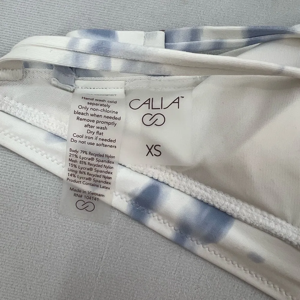 CALIA Women's Strappy Back Ruched Medium Support Bikini Swim Top XS Blue - Image 9