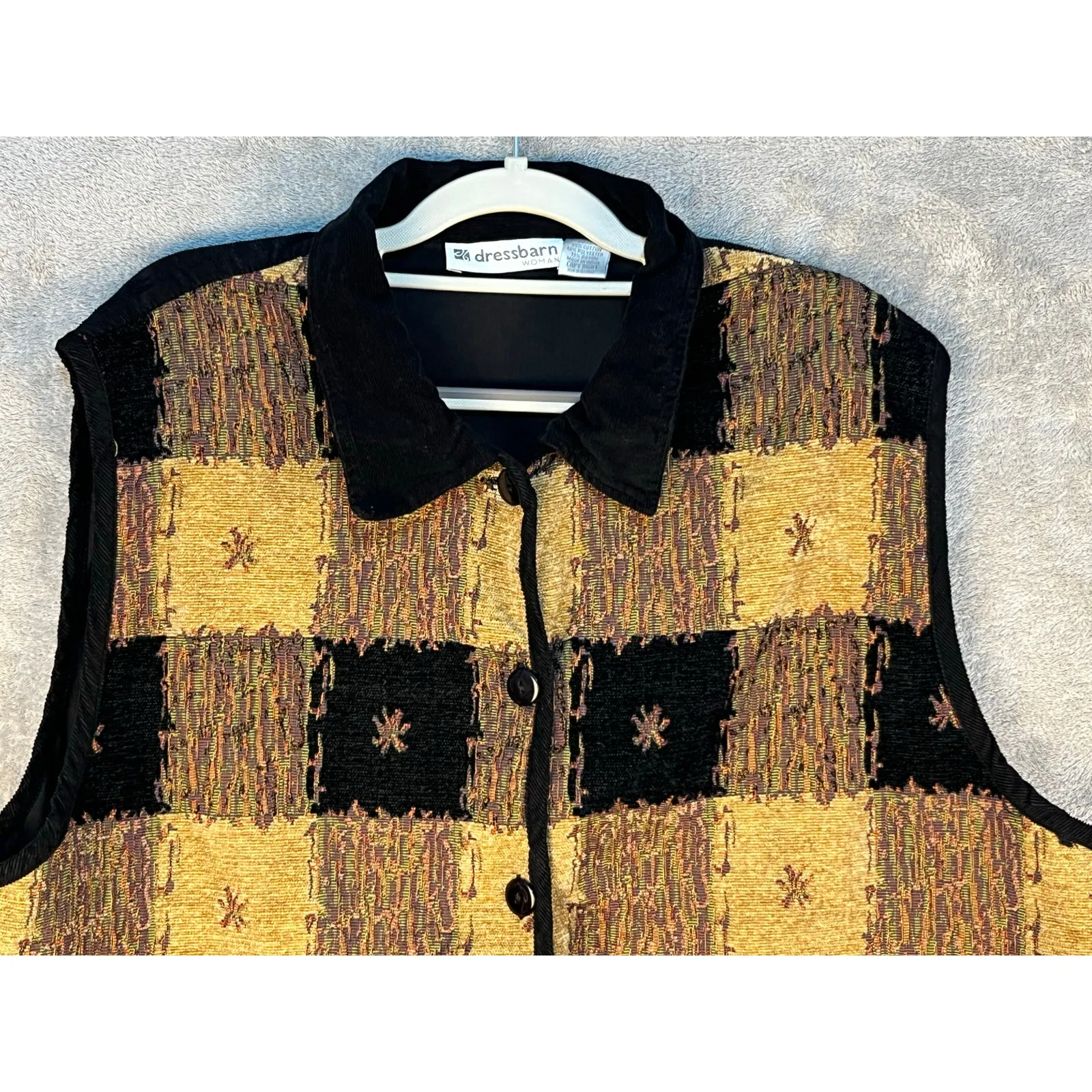 VTG Patchwork Corduroy Vest Size 22/24 Fall Cabin Core Western Rodeo Winter - Image 2