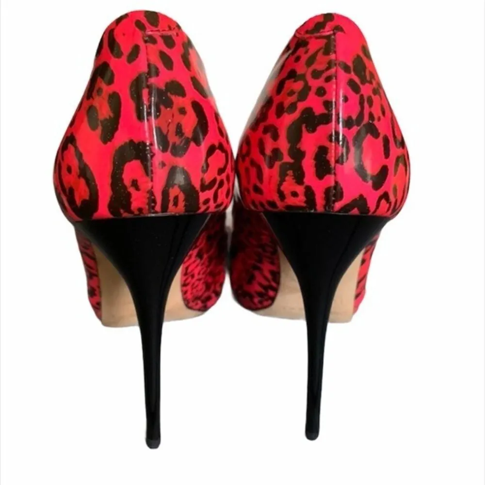 Jimmy Choo Hot Pink Animal Print Open Toe Heels Size 38.5 - Image 5