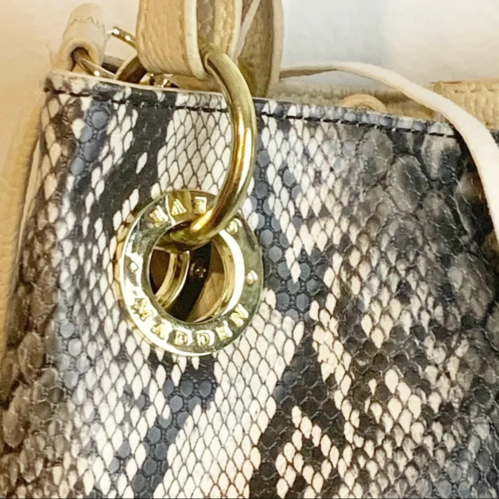 Steve Madden Tan Faux Leather Snake Print Fringe Tassel Bag - Image 3