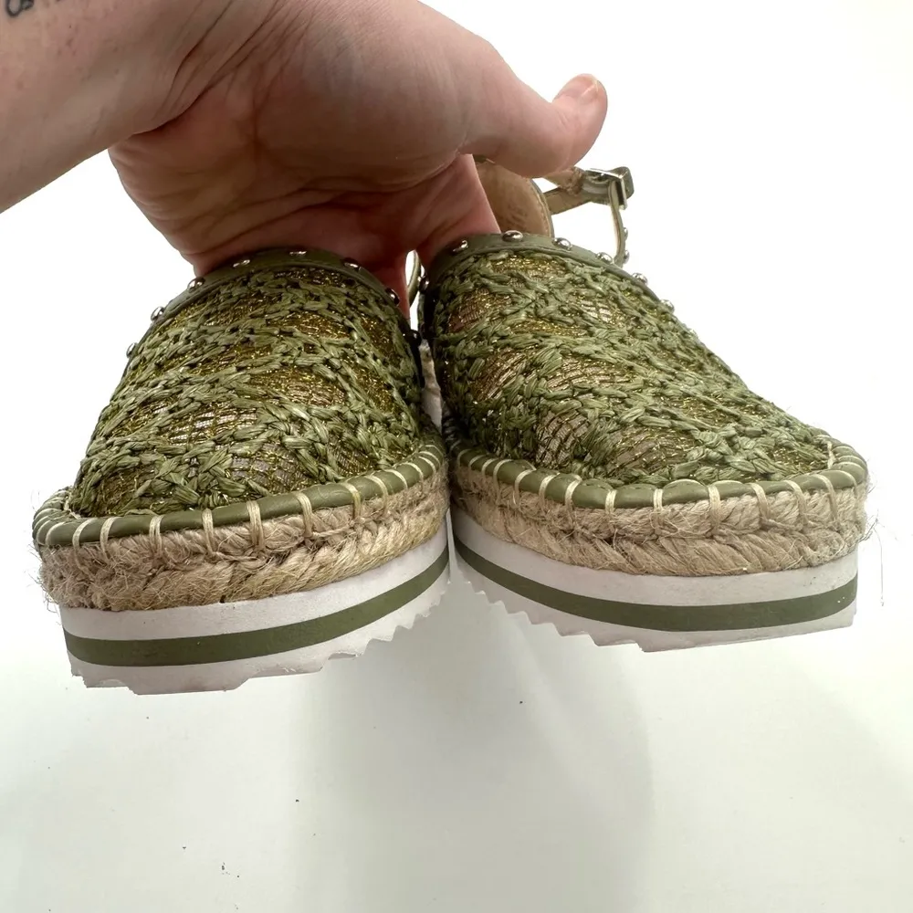 JLO Jeniffer Lopez Lisly Olive Green Boho Espadrille Platform Sandals - Image 6