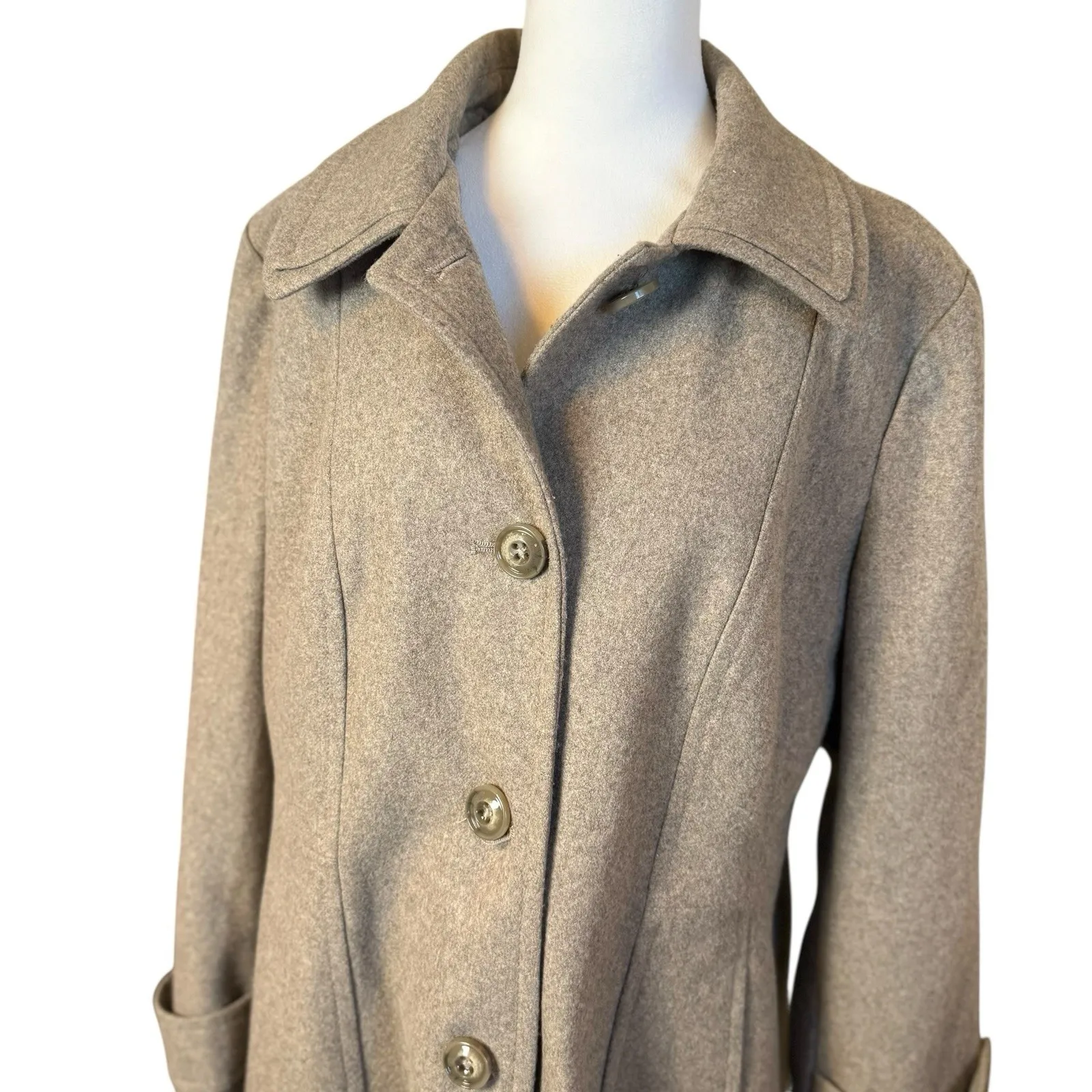 London Fog Wool Blend Single Breasted Peacoat Women's Size XL Tan Classic - Image 2
