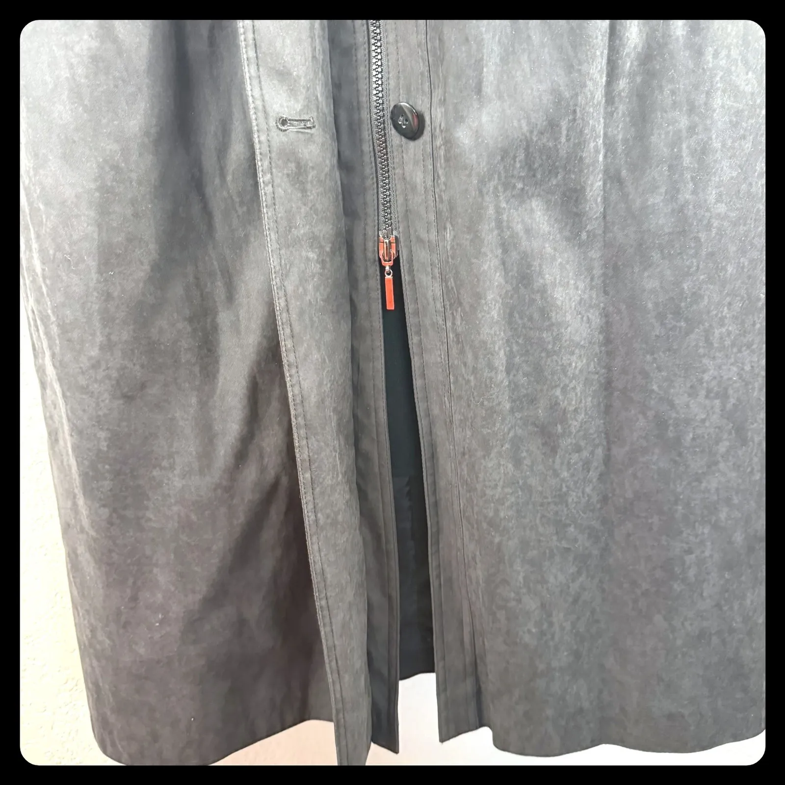 VTG Fleet Street Women's Vintage Black Trench Coat Rain Jacket‎ Size 12 90's Gray - Image 7