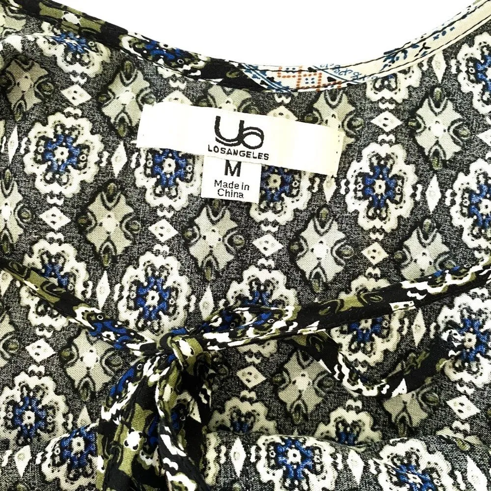 UO Los Angeles Green Lace Bohemian Mini Sleeved Embroidered Dress Size Medium - Image 3