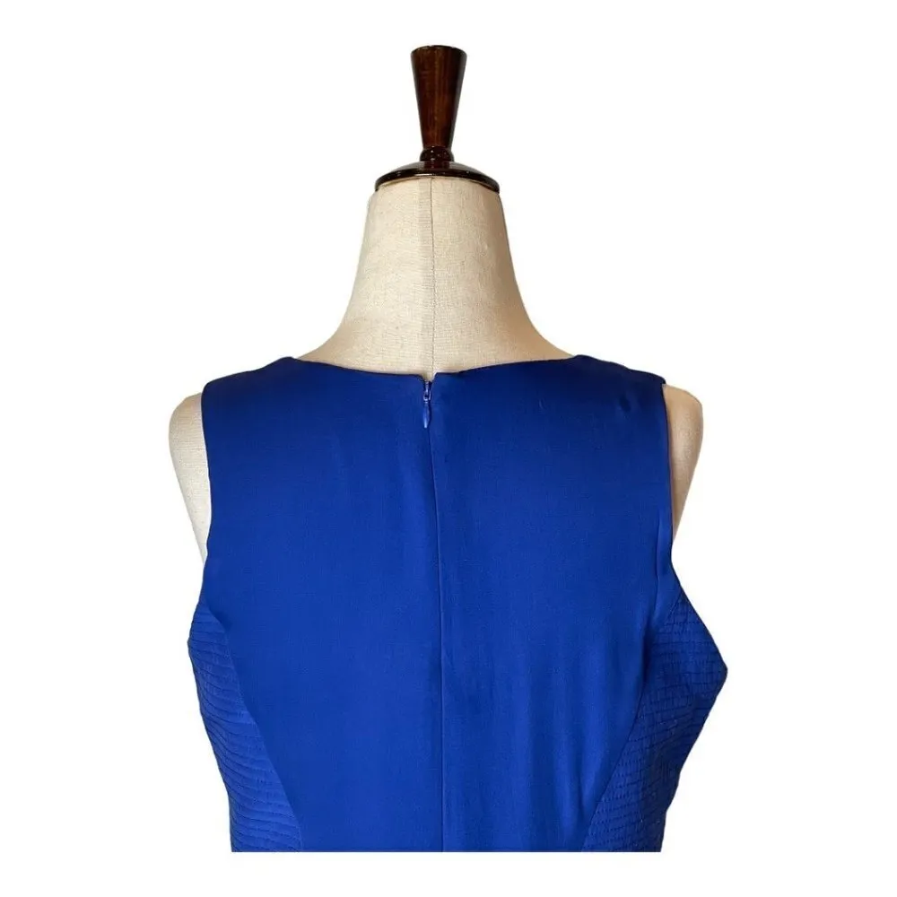 Parker Royal Blue Silk Sleeveless Scoop Neck Fit And Flare Mini Dress Size M‎ - Image 4