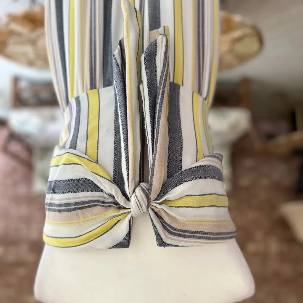 Daytrip Jumpsuit Strapless Yellow Striped Cropped Wide Leg M Cocktail Summer Mod - Image 4