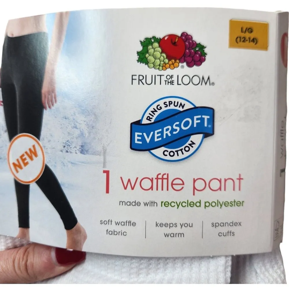 Fruit of the Loom EverSoft Women's Waffle Crew Shirt Size Large 12-14 White NEW - Image 5