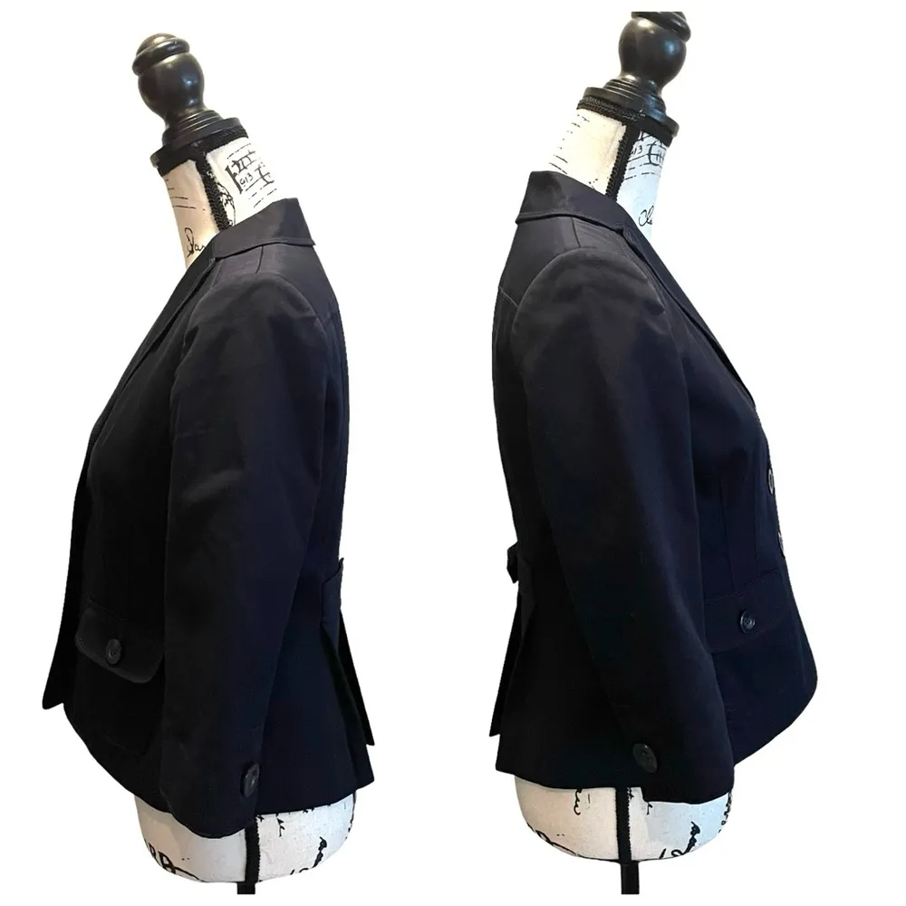 Ann Taylor Petite Blazer Jacket Navy Blue Size 4P 3/4 sleeves Nautical Business - Image 3