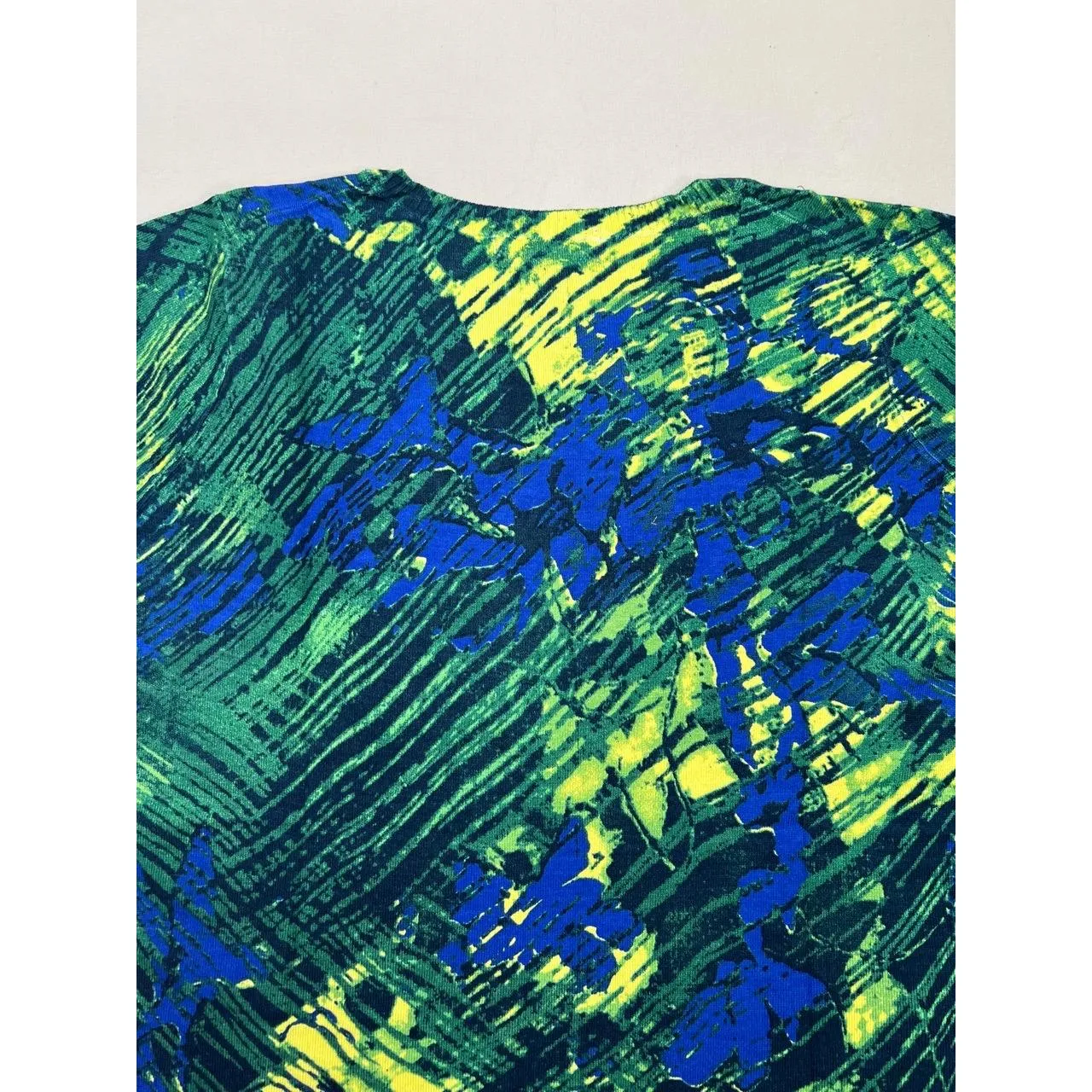 KENAR Blue Green Silk Blend Daphne Knit Top Size M Multicolor Print Short Sleeve - Image 6