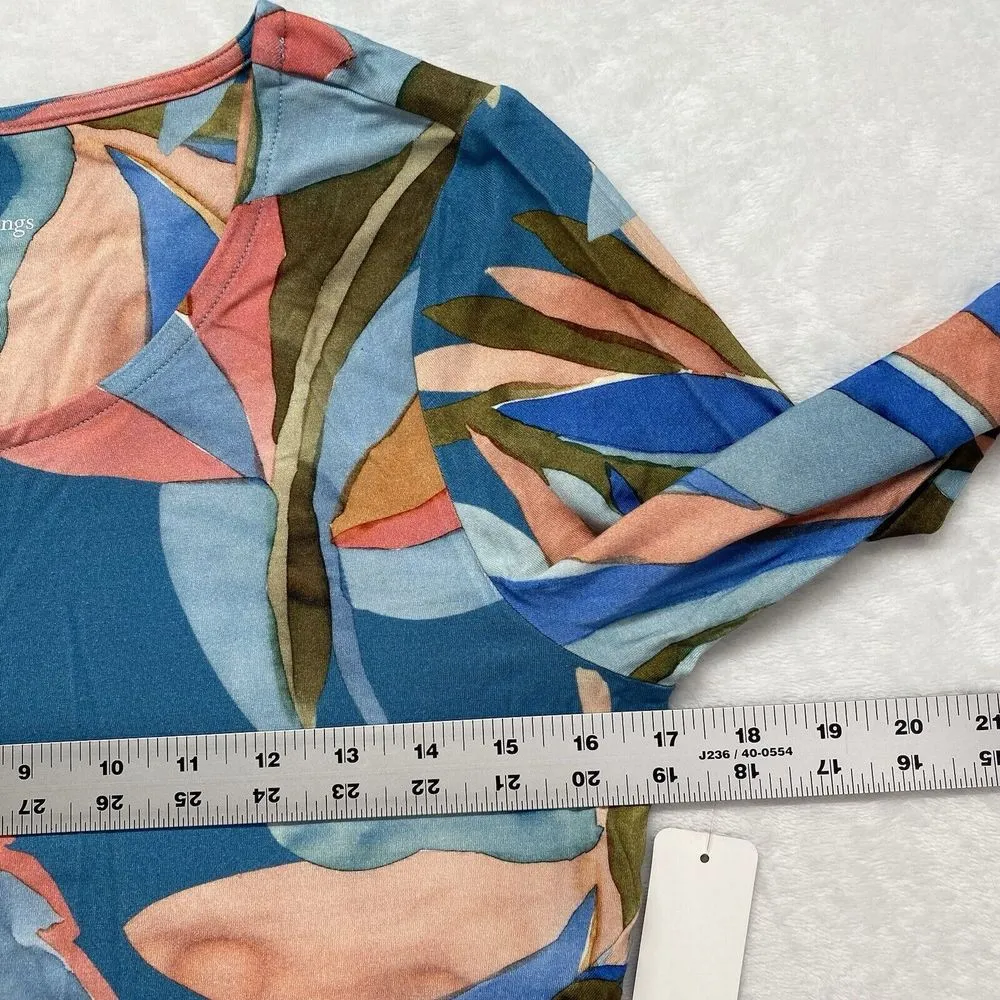 Soft Surroundings top Womens XS Blossom Tunic Aqua‎ Bloom art to wear boho - Image 2