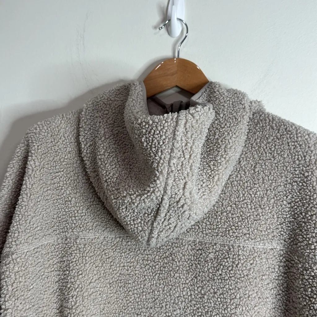 Old Navy Cozy Teddy Sherpa 1/2 Zip Moon Door (Cream/Tan) Tunic Hoodie size XL - Image 7