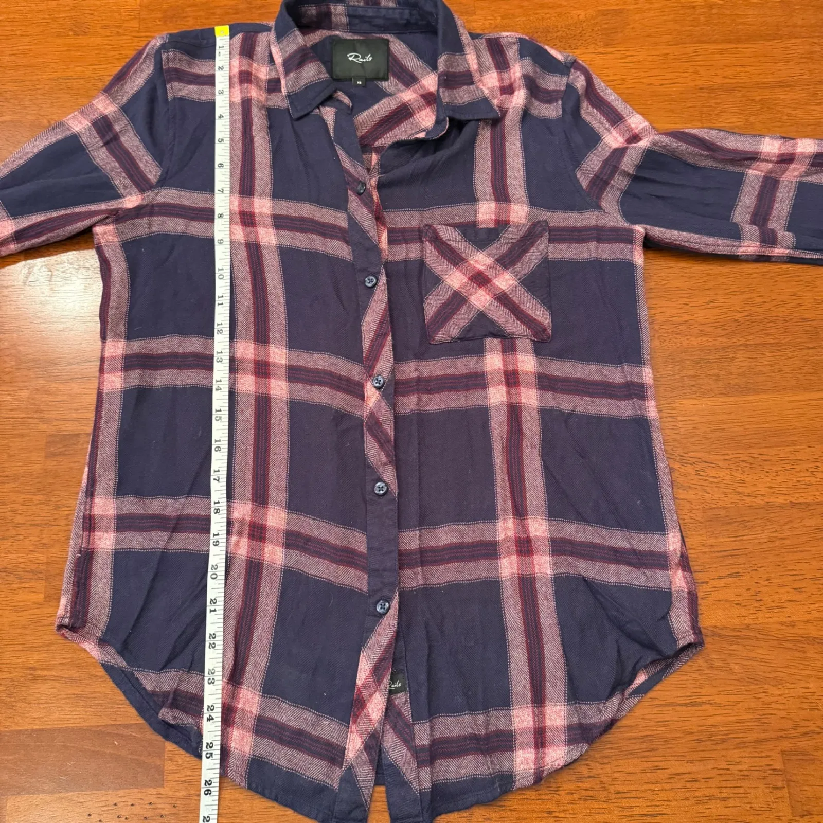 Rails Hunter Admiral Button Down Plaid Cranberry‎ Melange Size XS - Image 9