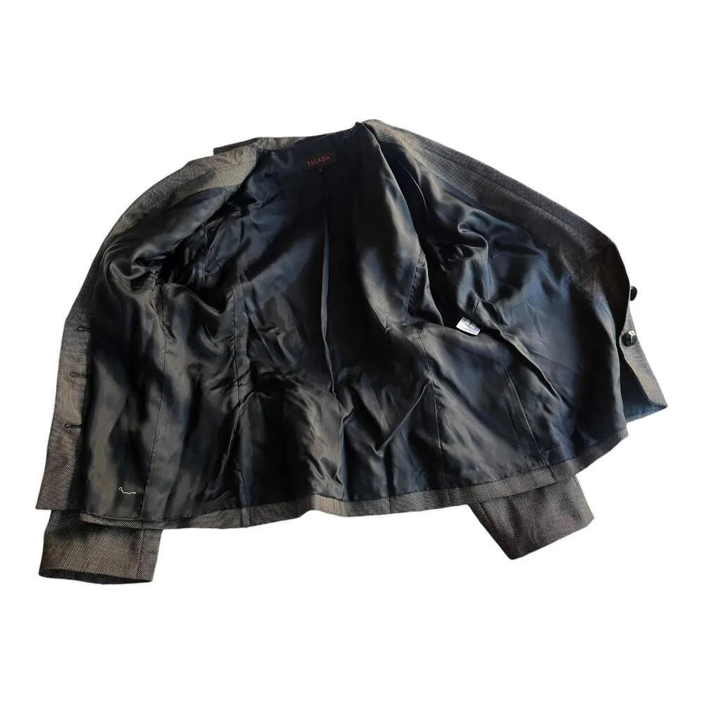 ESCADA Blazer Jacket Single Breasted Wool Career Slim Tailored 46 EUC Brown Size 4 - Image 7