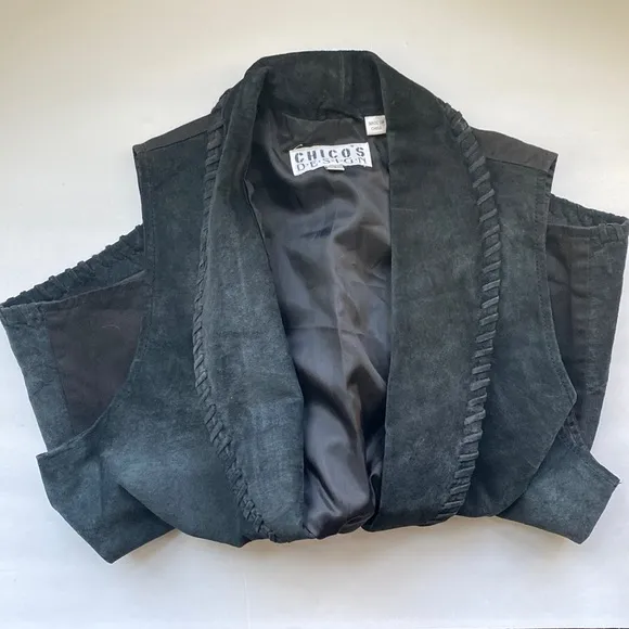 Vintage Chico’s black suede vest, size M - Image 2