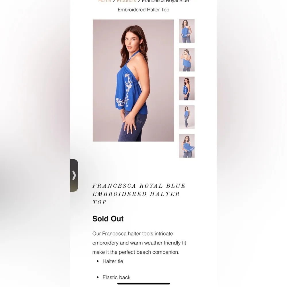 NWT Band of the Free Blue Embroidered Halter Top - Image 6