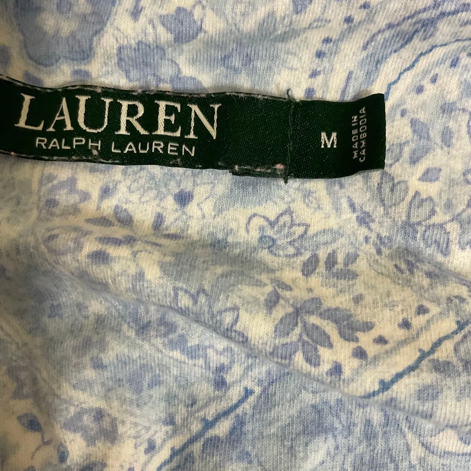 Lauren Ralph Lauren‎ Paisley Sleeveless cotton white & blue women's Nightgown  M - Image 5
