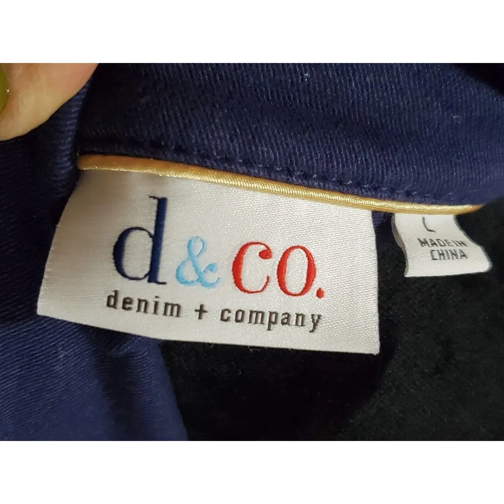 Denim & Company Women's Blue Cotton Buttons Front Long Sleeve Casual Jacket L Size L - Image 8