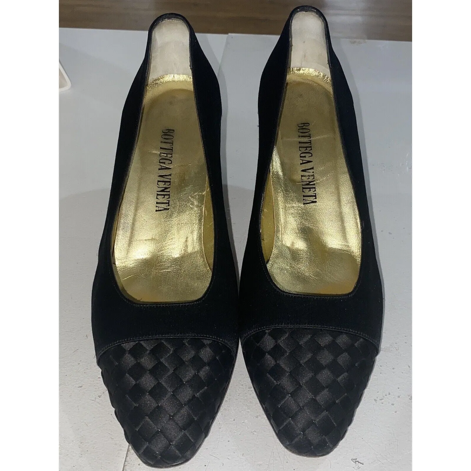 Bottega Venetta ￼Women’s Sz 8.5 B ￼ Vintage￼ Black Pumps Classic Weave - Image 11