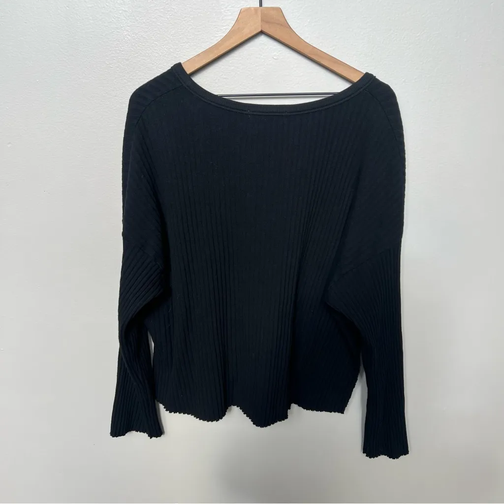 Project Social T NWT Getaway Notch Neck Sweater Ribbed Pullover Black Size Small - Image 9