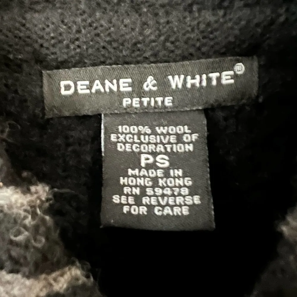 Deane & White Wool Embroidered Cardigan Sweater Black & White Size undefined - Image 7