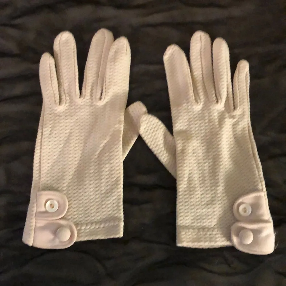 Vintage Off White Knit Ladies/Girls Gloves Small - Image 2