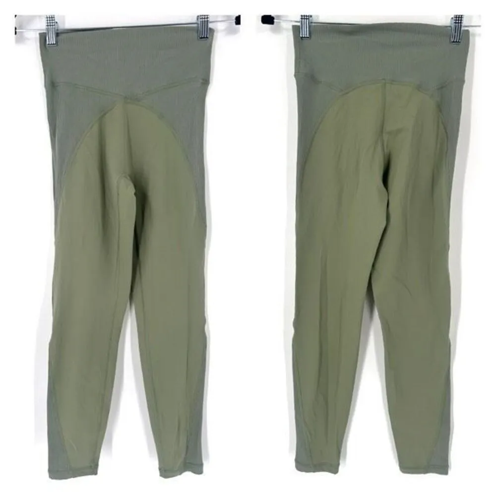 Aerie Offline Goals 7/8 Hi-Rise‎ Green Leggings Ribbed Textured Size Medium - Image 2