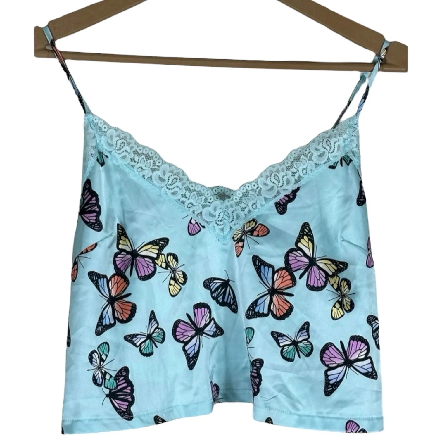 NWT Colsie Pajama Tank Top Womens S Pastel Blue Butterfly Print Whimsy Kidcore - Image 2