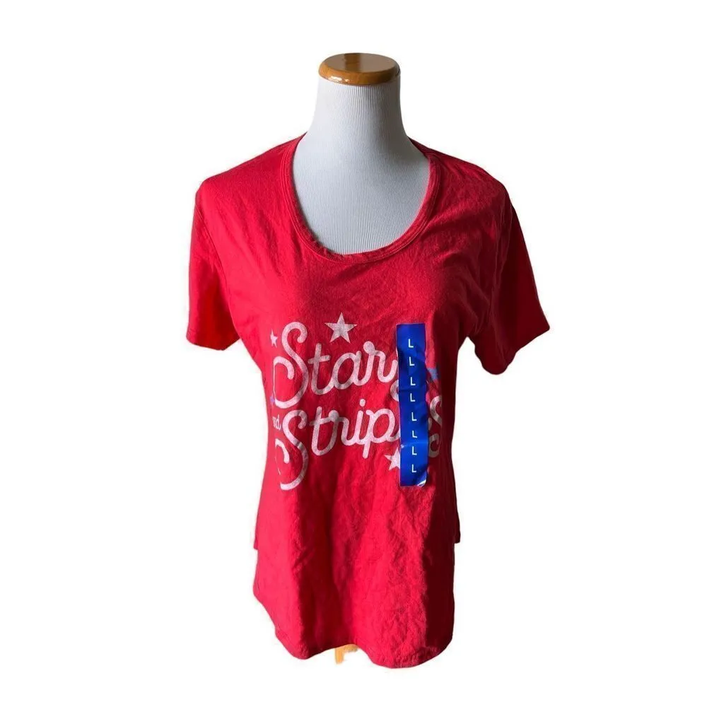 New Womens General Standard Stars & Stripes Patriotic Tee - Image 3