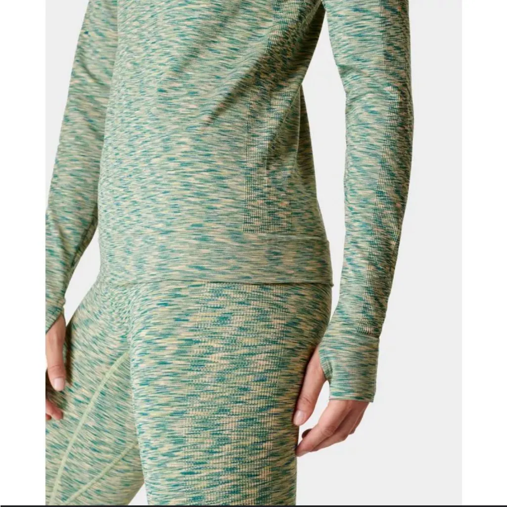 Sweaty Betty Green Spacedye Cowl Neck Sweater Hooded Base Layer Top 10 - Image 3