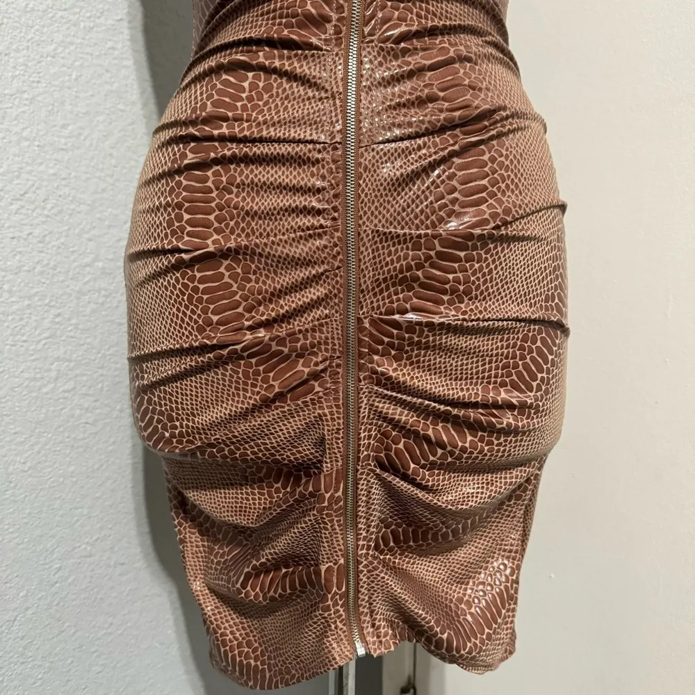 Queen Maria Women Brown Sleeveless Sweetheart Neck Zippered Night Out Dress Sz S - Image 5