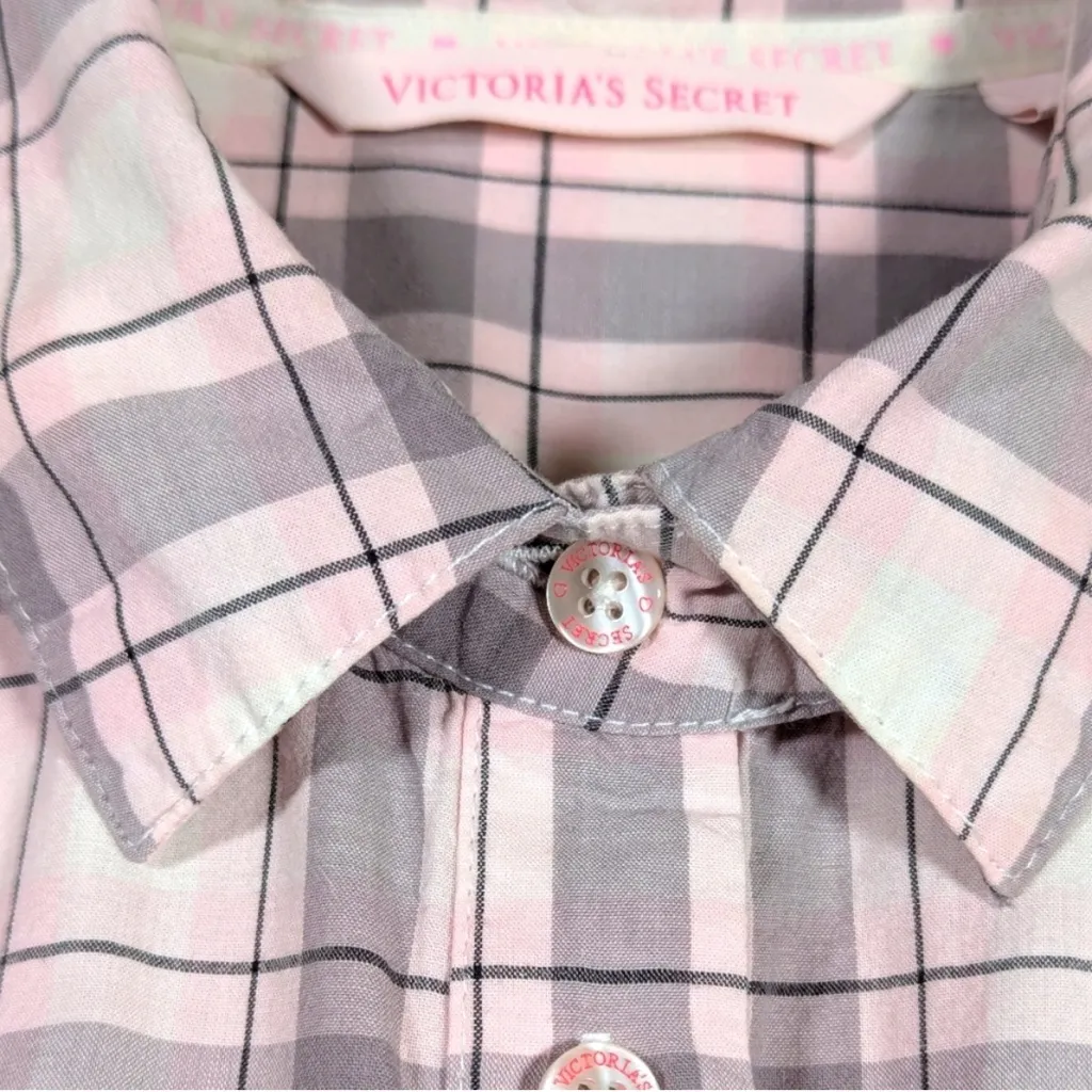 Victoria's Secret Plaid Sleep Shirt XSMALK PINK - Image 7