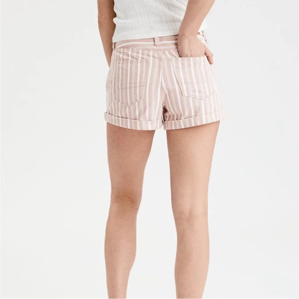 American Eagle‎ Pink Striped Denim Mom Short shorts cotton comfortable jeans 18 - Image 3
