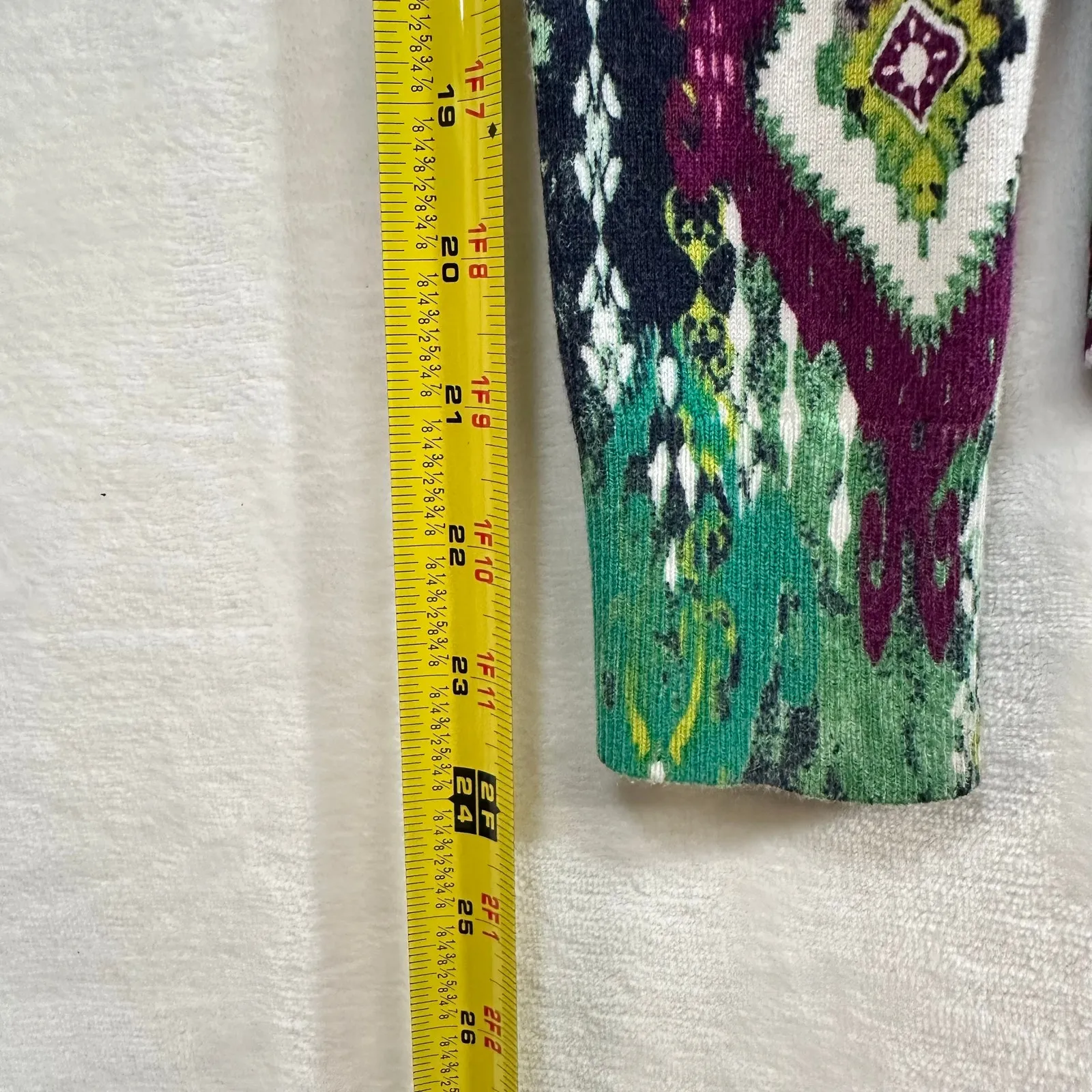 Jones New York Signature Petite Large Boho Printed Cardigan Sweater Green Purple Size undefined - Image 10