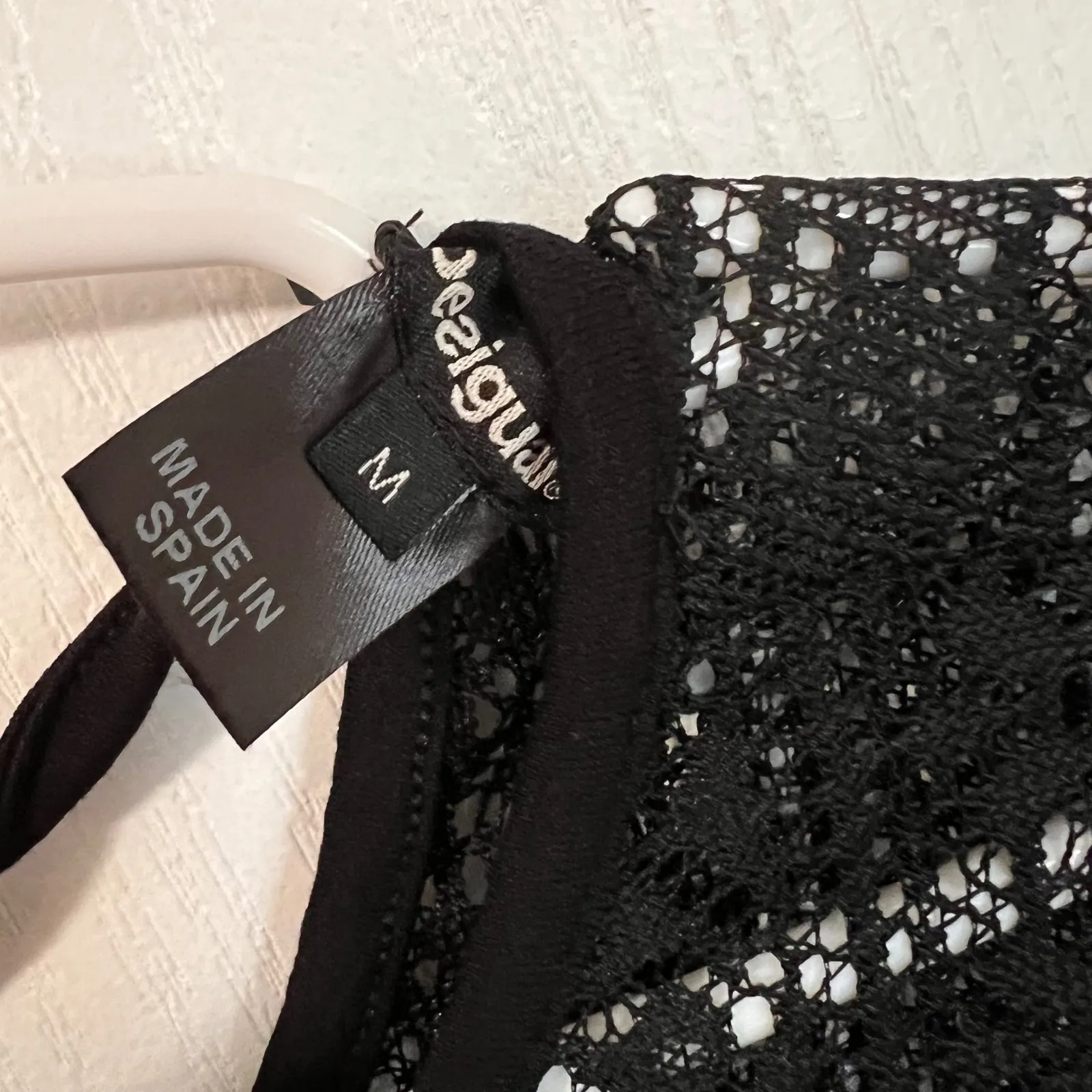 Desigual Black Lace Top Bohemian Blouse Bell Sleeve Embellished‎ Medium NWT - Image 4