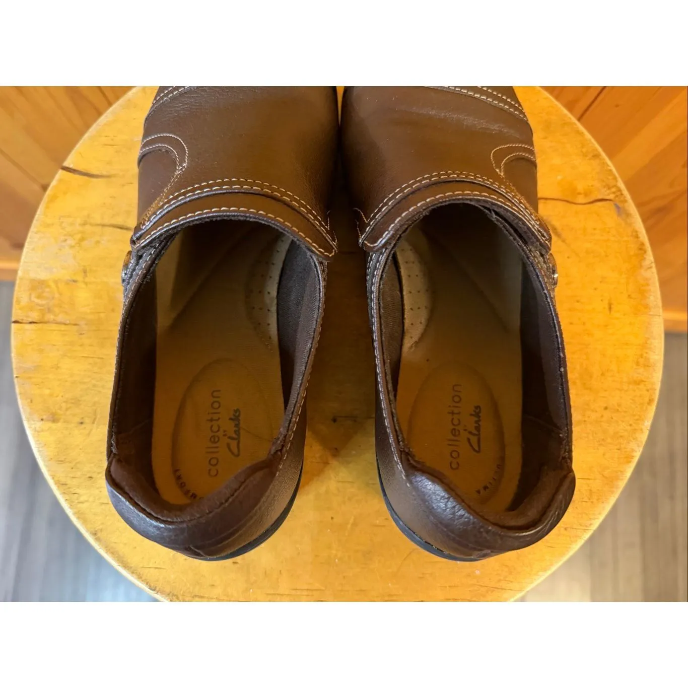 Clarks Shoes Womens 7M Cora Poppy Loafers Slip On Brown Leather Casual - Image 5