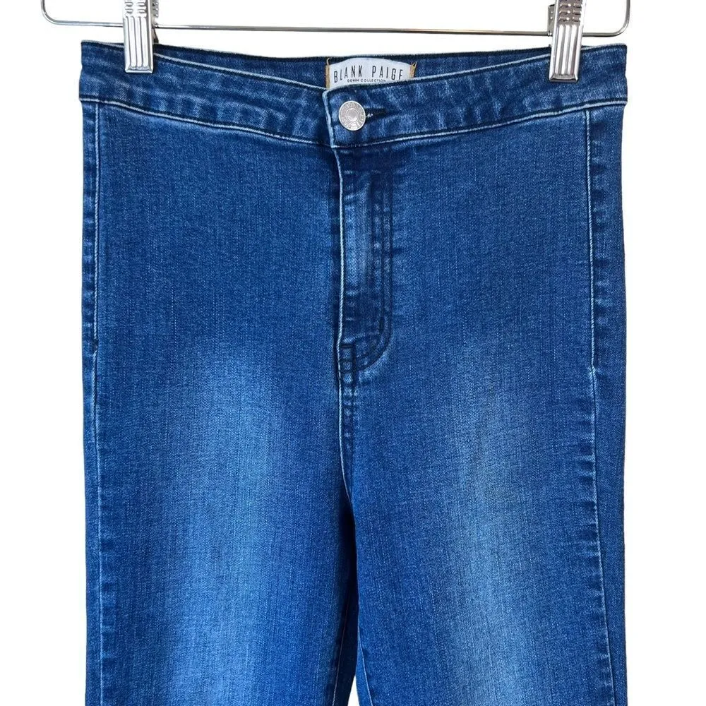 Blank Paige Stretchy High Rise Raw Hem Flare Jeans - Image 5