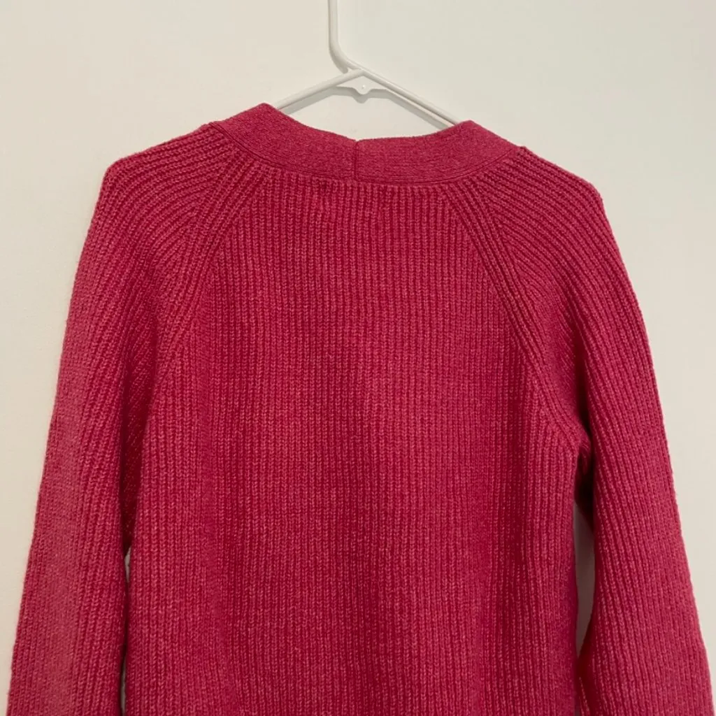 OLD NAVY Shaker Stitch Cardigan Sweater Magenta / Berry Pink Relaxed Fit Sweater - Image 14
