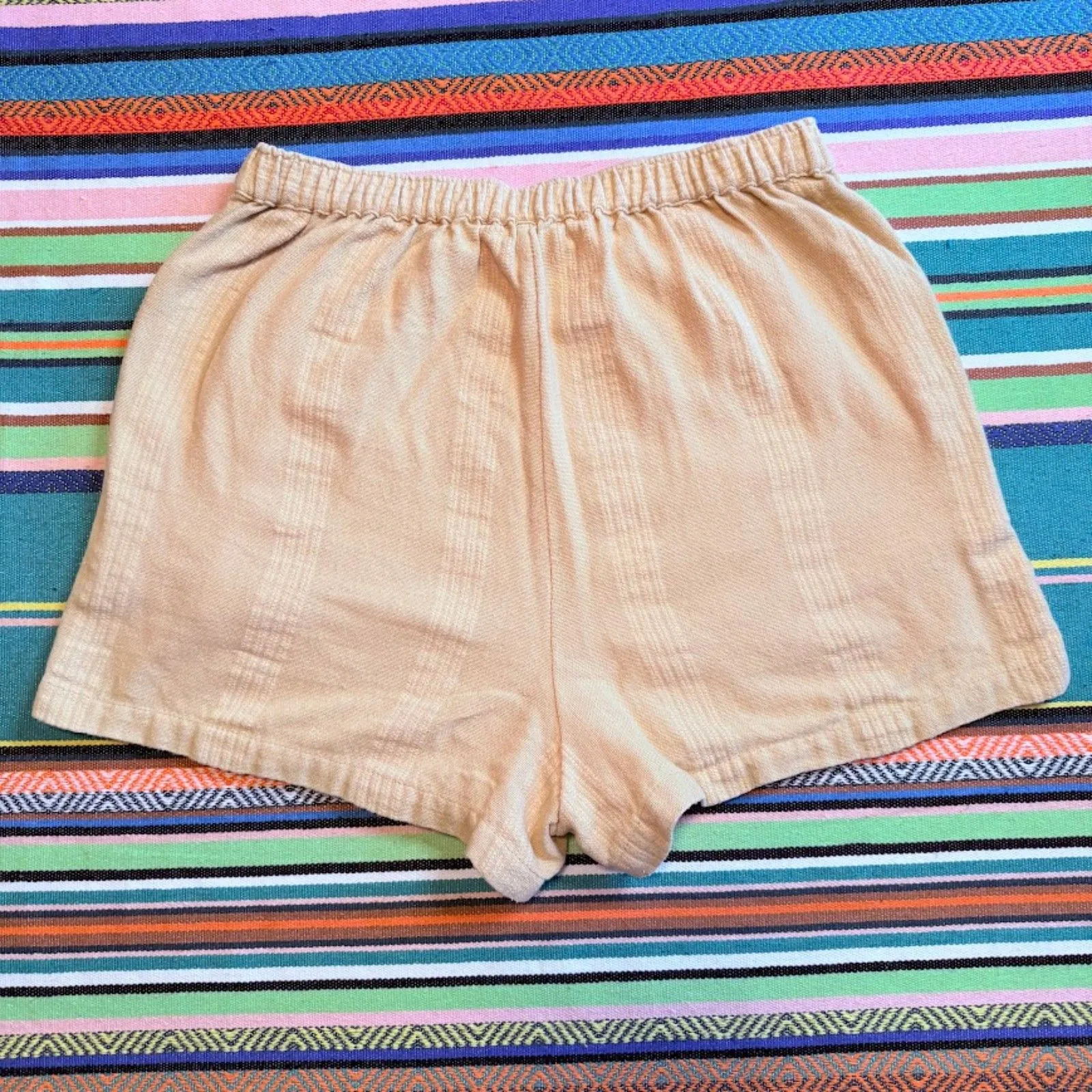 Free People Yellow Cotton & Linen Shorts with Embroidered Stripes size XS - Image 2