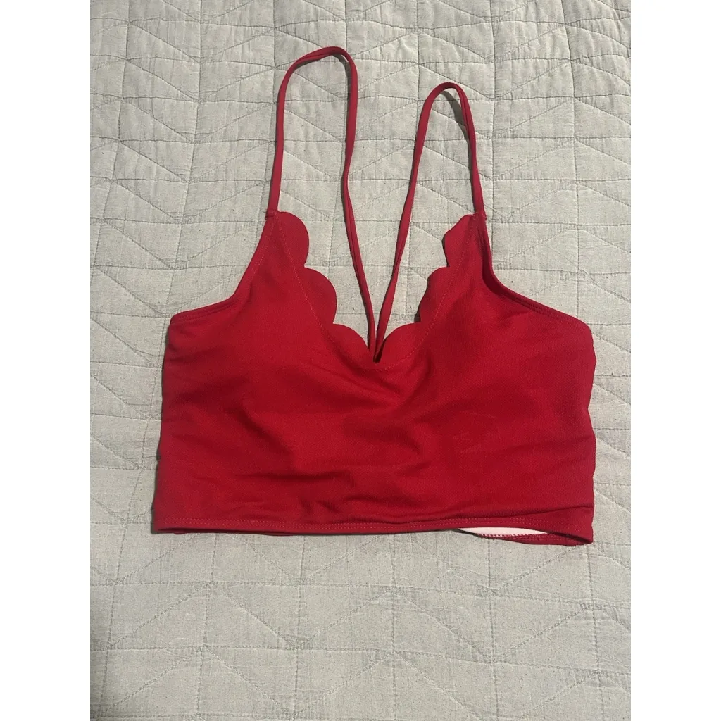 Zaful Bikini 2 Piece Swim Suit Womens Size XL Red Hipster Lace Back Top Padded - Image 2