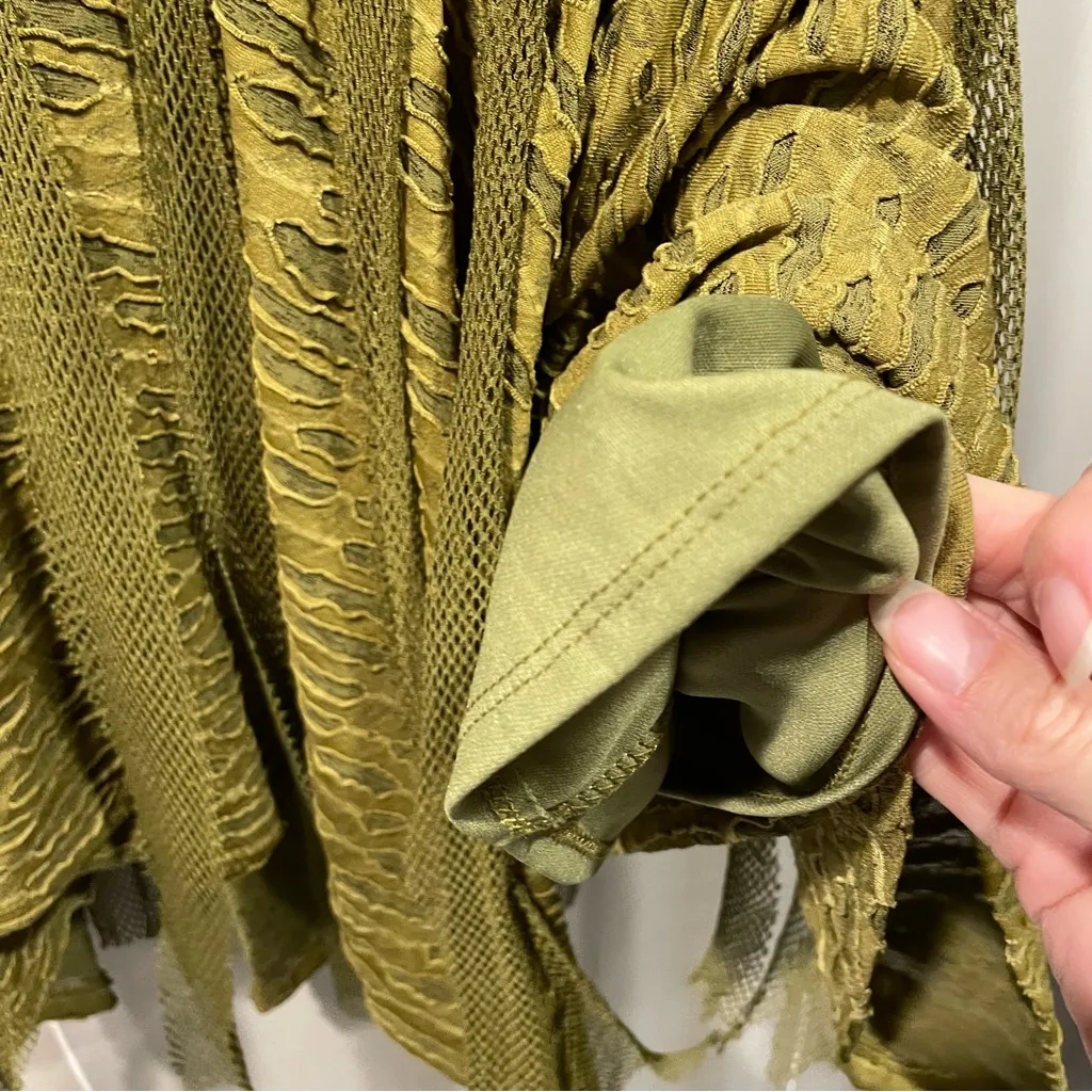 Cute olive velvet mesh woodland fairy skirt costume micro mini elves mythical Green - Image 4