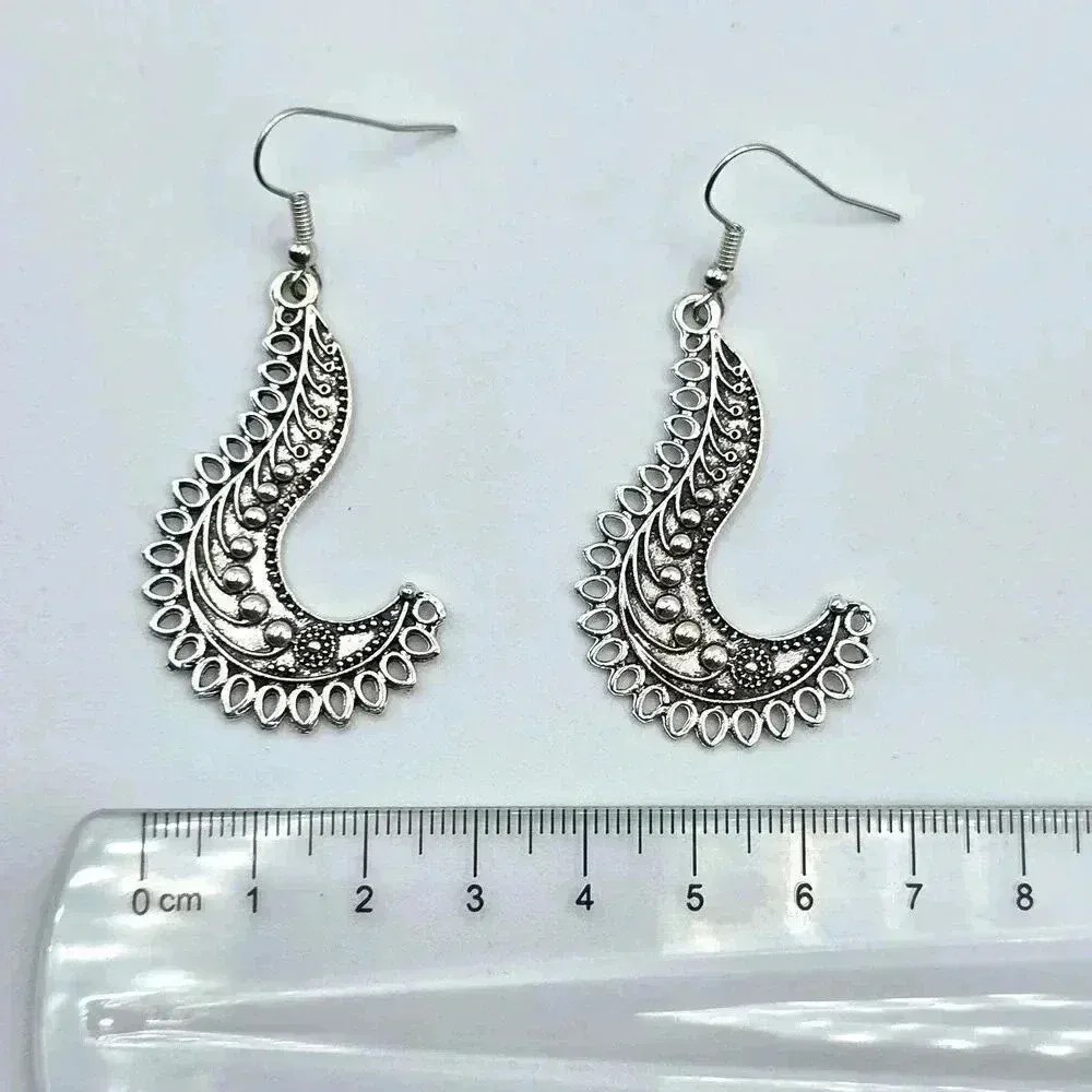 Silver Dangle‎ Floral Hoop Stud Earring Fashion Boho Retro Jewelry ZB01#05 - Image 2