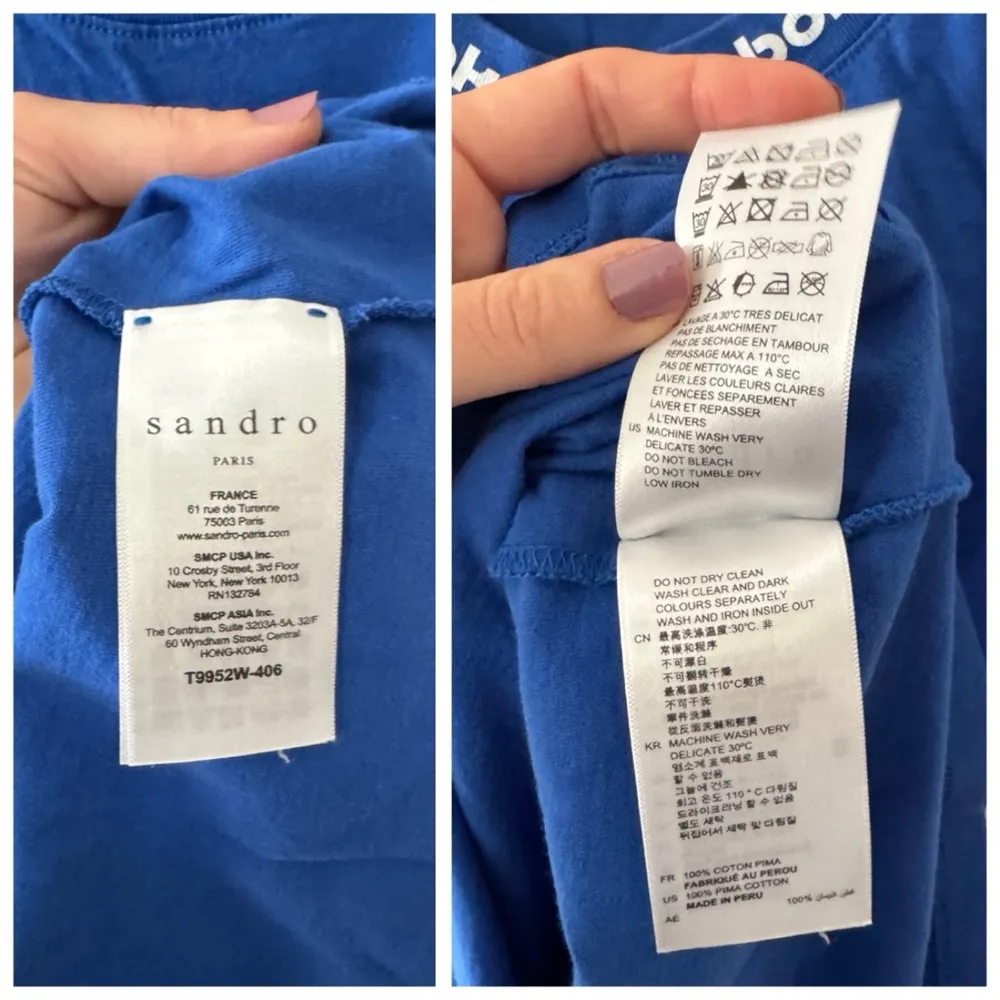 SANDRO x Reebok Logo Top Short Sleeve T-Shirt, Royal Blue Graphic Tee sz. S - Image 11