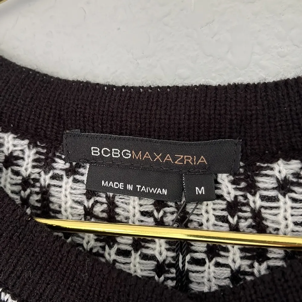 NWT BCBG Maxazria Black & White Houndstooth Print Cardigan M - Image 7