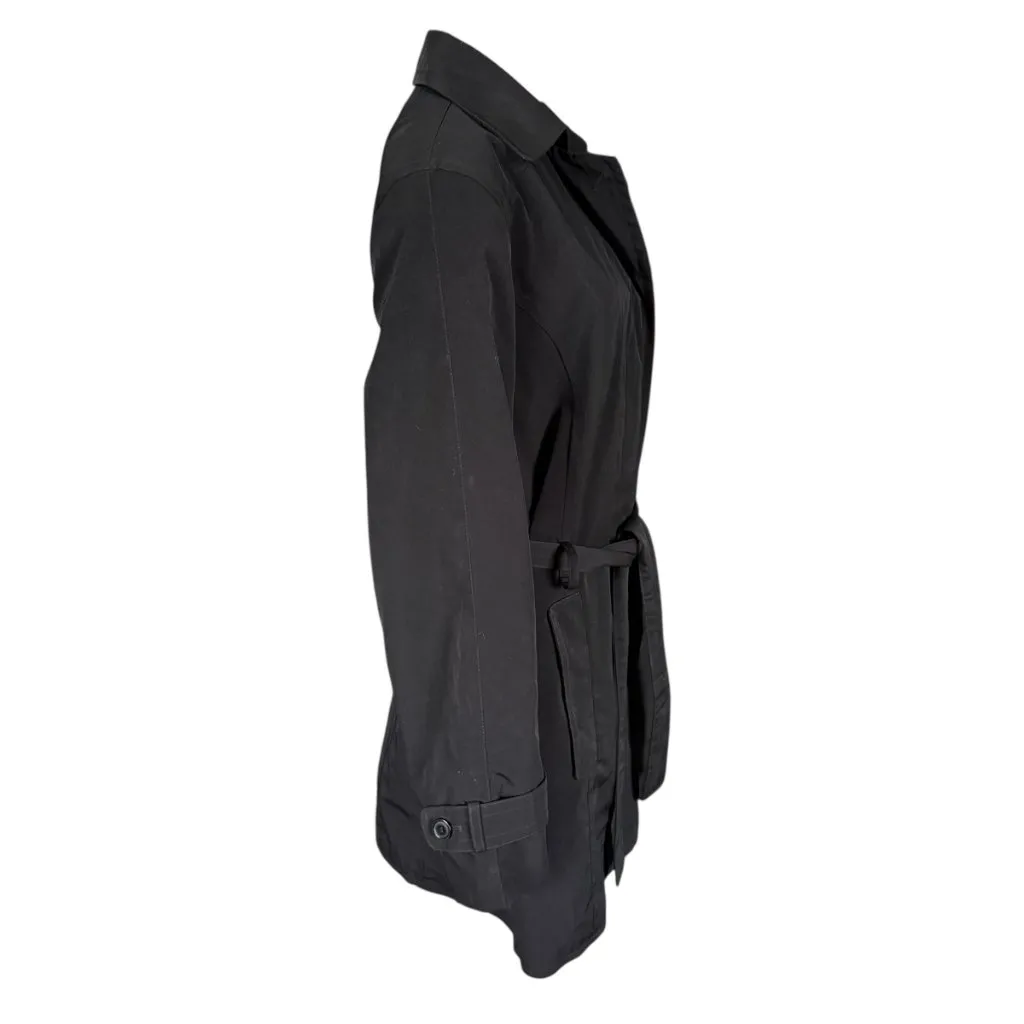 London Fog black fully lined button down belted trench coat women's size large - Image 3